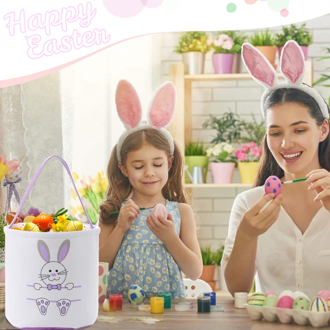 4 Pack Easter Bunny Basket Bags - Cute Rabbit Ear Tote Bags for Easter Egg Hunts, Candy Storage & Gift Giving (Set of 4) - Perfect for Easter Parties, Kids' Egg Hunt Games & Holiday Decorations