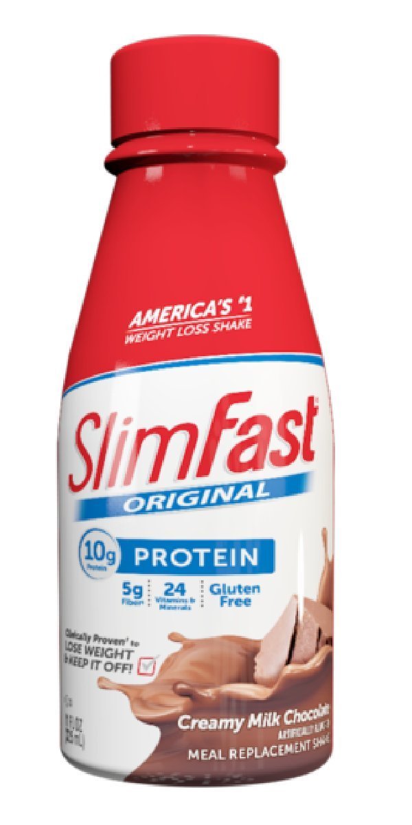SlimFast Ready to Drink Meal Replacement Shakes - Creamy Milk Chocolate Flavor, 10oz Bottles (Pack of 8) | High Protein Low Calorie Weight Loss Shake for Breakfast, Lunch or On-the-Go Nutrition