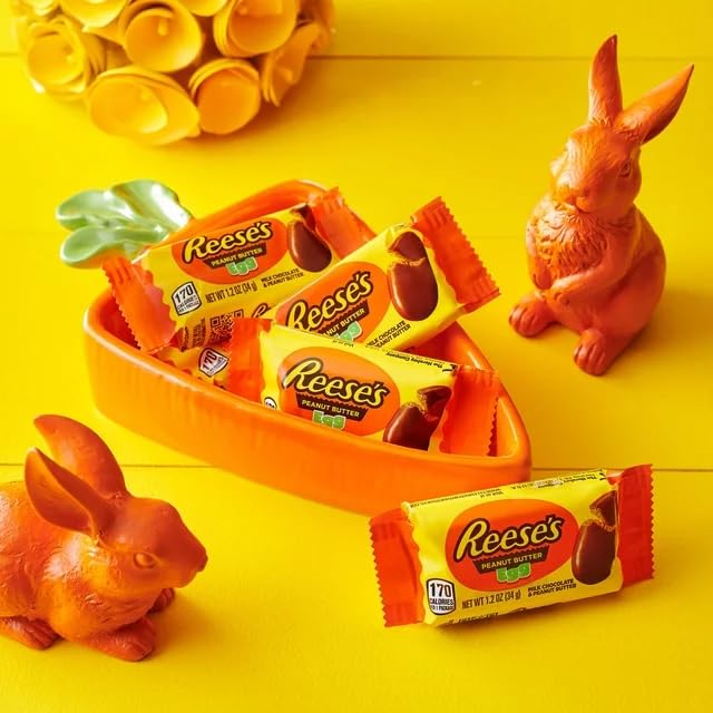 Reese's Peanut Butter & Milk Chocolate Candy Eggs 1.2oz (6-Pack) - Individually Wrapped Easter Treats for Adults & Kids - Holiday Chocolate Snacks - Perfect for Easter Baskets, Party Favors, Office Treats & Gift Giving