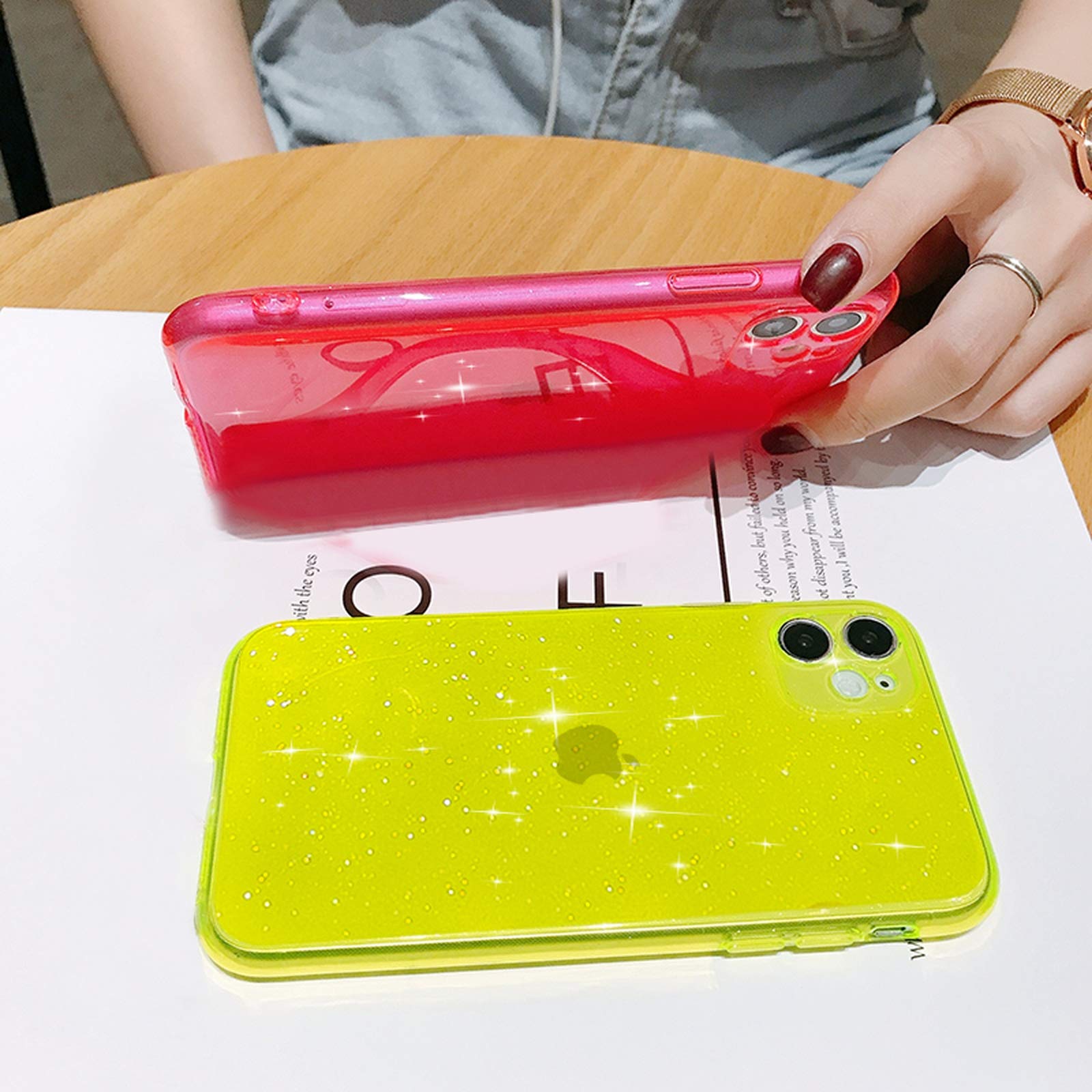 Luxury Pink Transparent Silicone Phone Case for iPhone 11, 12 Mini, Pro Max, Xs, X, Xr, 7, 8 Plus, SE - Soft, Shockproof, Slim Fit Cover - Ideal for Everyday Use & Travel Protection - for iPhone 8 Plus