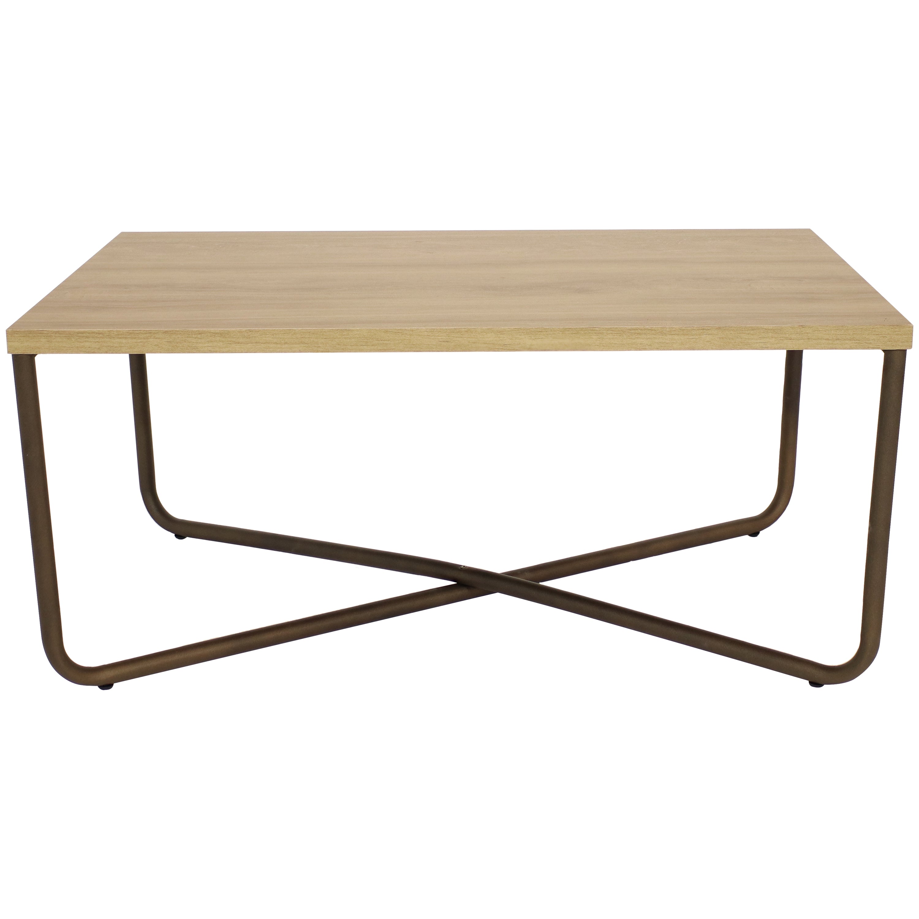 Industrial Coffee Table with Cross Legs - Rustic Brown Wooden Coffee Table for Living Room, Farmhouse Decor, Modern Home Furniture - Perfect for Family Gatherings & Cozy Evenings