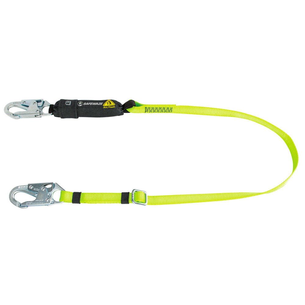 Arc Flash 4' 6' Adjustable Energy Absorbing Safety Lanyard with Snap Hook - Fall Protection for Construction, Roofing & Industrial Work