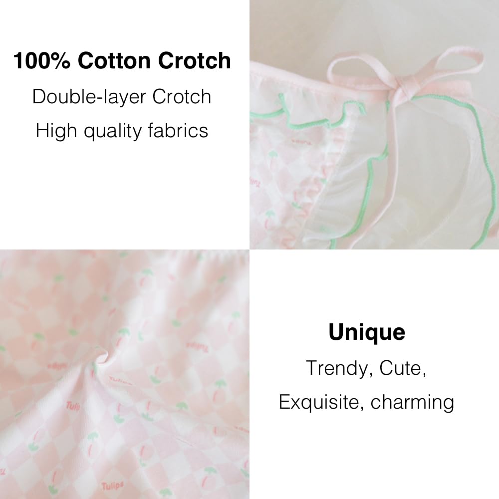 Cute Lolita Kawaii Japanese Women's Cotton Panties with Lace Ruffles - 2 Pack Soft Breathable Underwear for Daily Wear & Cosplay