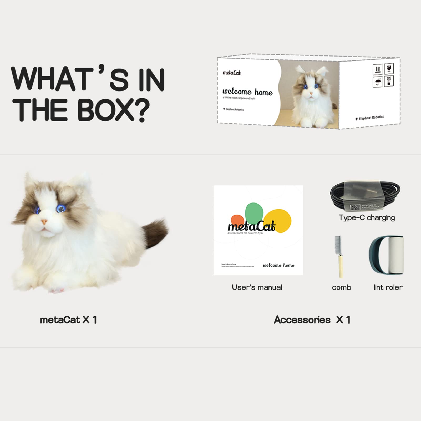 MetaCat Ragdoll - Interactive Companion Robot Cat with Voice Commands, Touch Sensors & Eye Animations - Realistic Lifelike Pet Toy for Kids & Adults - USB-C Rechargeable - Perfect for Therapy, Gifts & Home Companionship