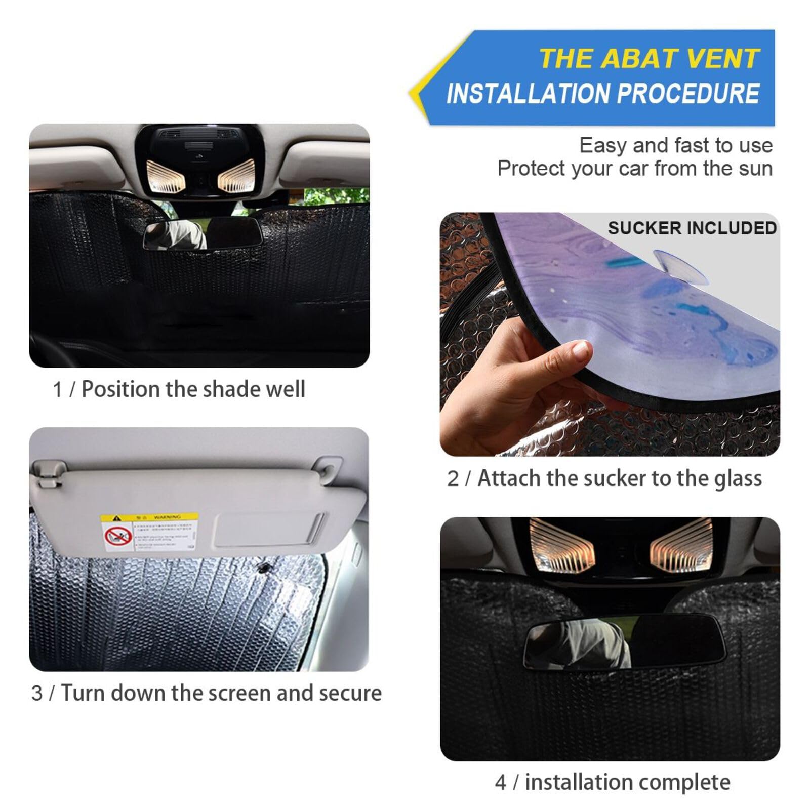 Universal Fit Purple Marble Windshield Sun Shade for Cars - UV & Heat Reflective Sunshade to Keep Vehicle Cool | Perfect for Summer Parking & Road Trips