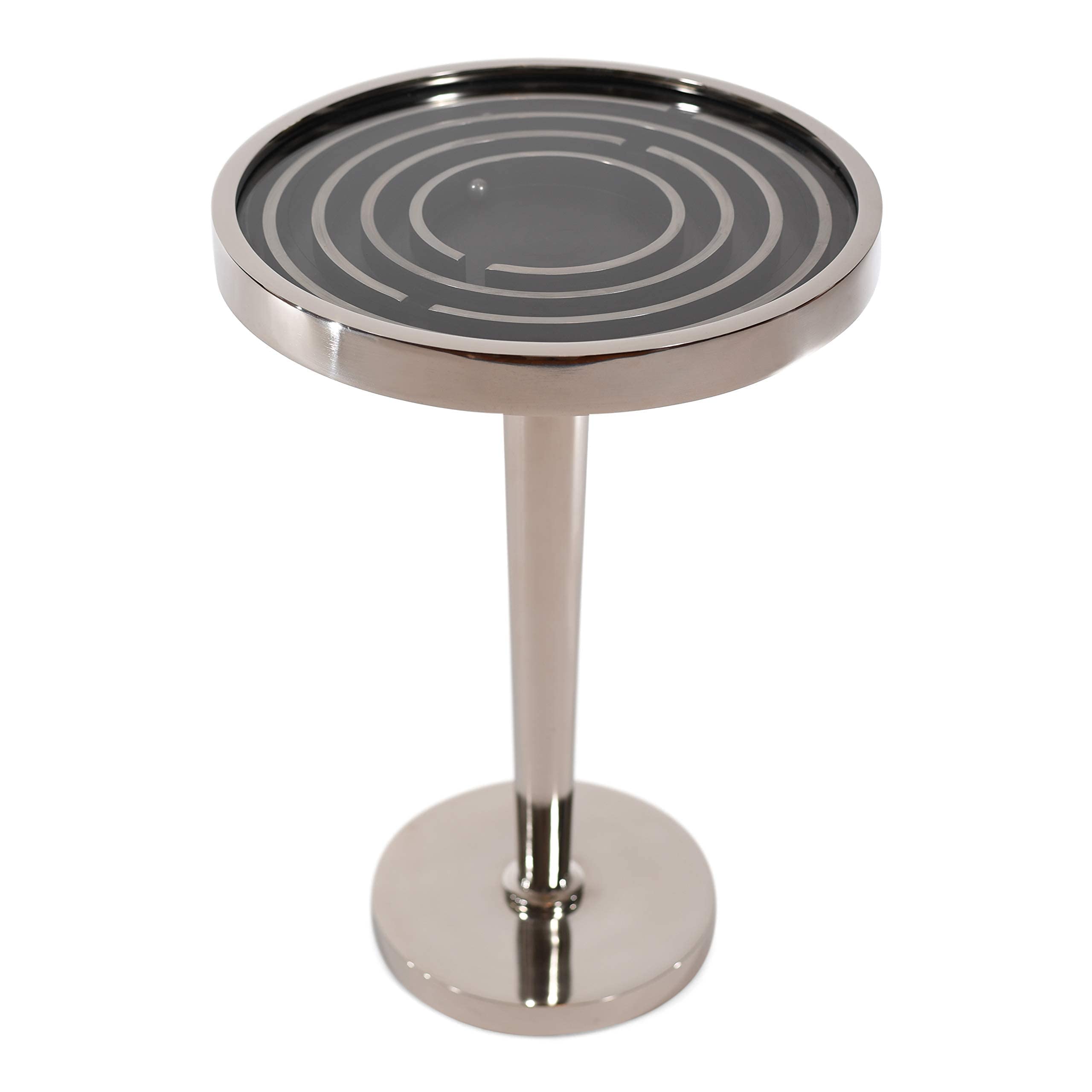 DUSTO Aluminum Puzzle Game Table - Modern Decorative Side End Table (DH8016) | Metal Ridge Accent Table for Living Room, Bedroom & Office | Indoor Pedestal Elm Coffee Table - Perfect for Home Decor, Gaming & Reading Nook