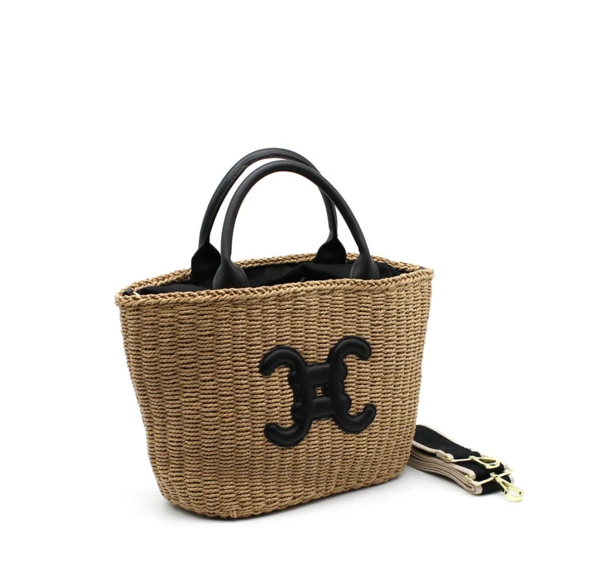 Handwoven Wicker and Leather Tote Bag for Women - Stylish and Durable Shoulder Bag for Shopping, Beach, and Everyday Use