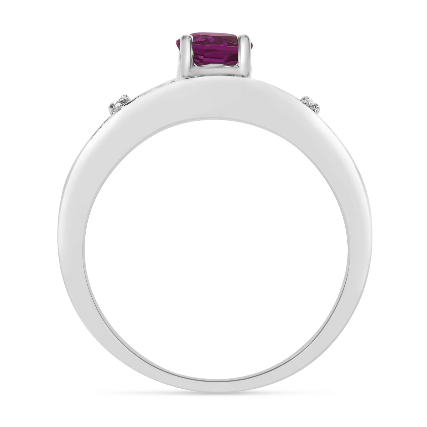 10K White Gold Round Ruby and Diamond Ring for Women - Elegant Engagement, Wedding, Anniversary Gift - Perfect for Special Occasions