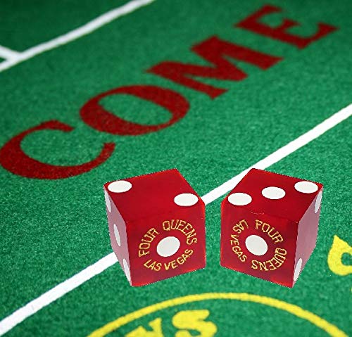 19mm Professional Craps Dice Pair with Matching Serial Numbers - Authentic Las Vegas Casino Table-Played Dice (Four Queens Red Frosted) | Perfect for Casino Games, Gambling Enthusiasts, and Home Game Nights