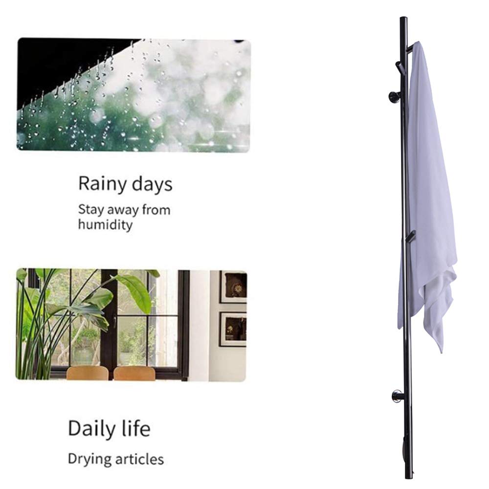 Premium 304 Stainless Steel Electric Towel Warmer & Heated Drying Rack - Vertical Wall Mounted Towel Heater with Hooks for Bathroom, Clothes Airer Dryer (1525×65mm, Chrome, Plug-in) - Perfect for Spa, Luxury Bathrooms & Cozy Home Comfort