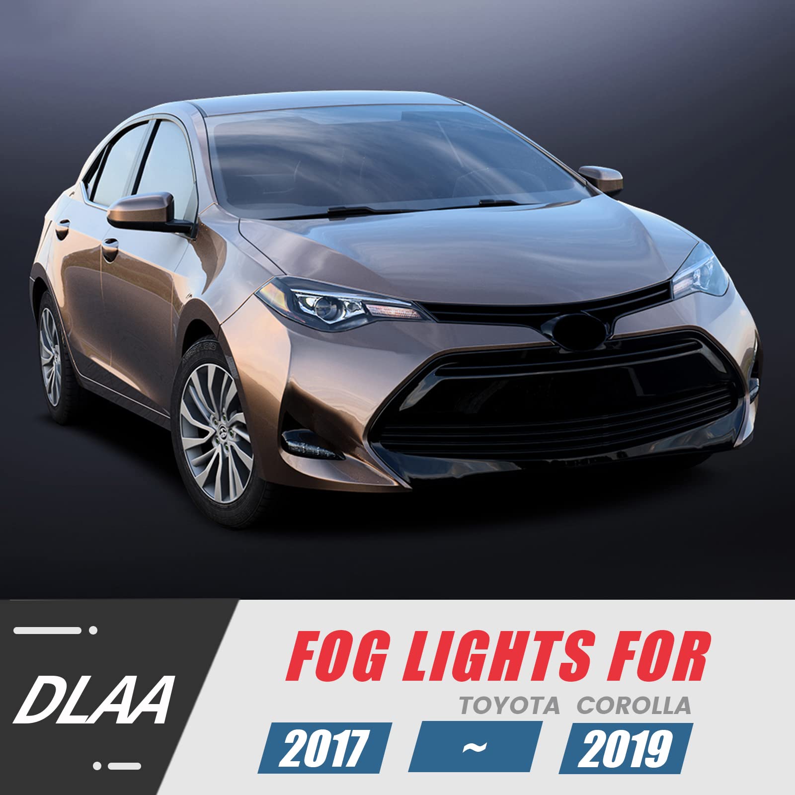 DLAA LED Fog Lights Kit for Toyota Corolla 2017 2018 2019 - Clear Lens Front Fog Lamps with Wiring Harness (1 Pair) - Perfect for Night Driving & Off-Road Adventures