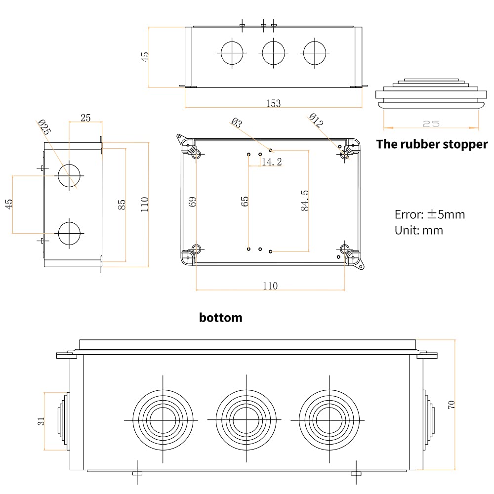 MAKERELE IP65 Waterproof Electrical Box 5.9x4.3x2.8in - Outdoor & DIY Projects