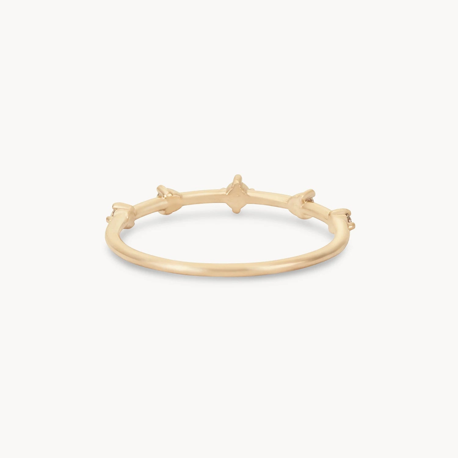 14K Yellow Gold White Diamond Stars Align Ring - Elegant Celestial Jewelry for Engagement, Wedding & Anniversary Gifts