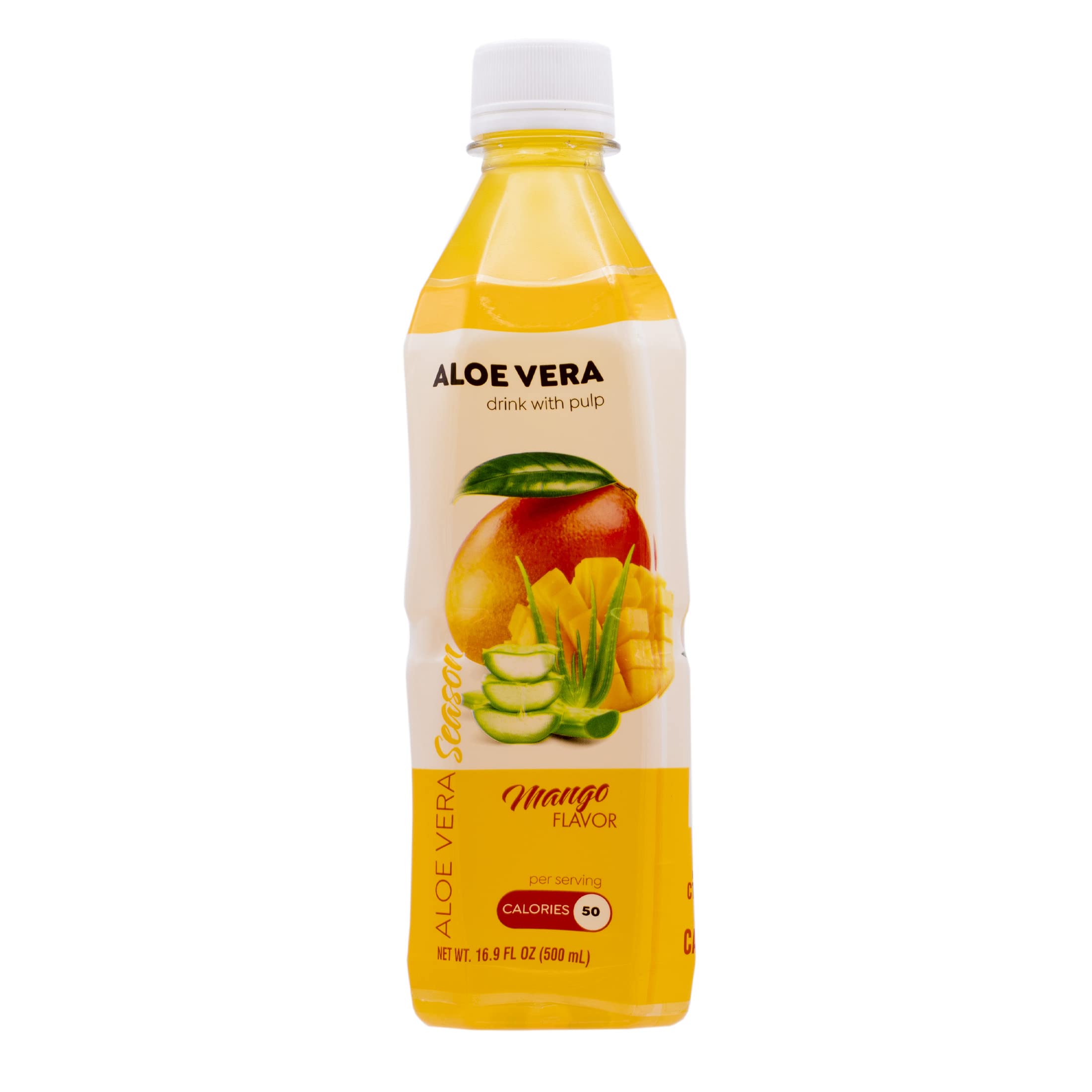Organic Aloe Vera Juice Drink with Real Pulp - Refreshing Mango Flavor, 16.9 fl oz (12 Pack) | Hydrating Beverage for Summer, Post-Workout Recovery & Healthy Digestion