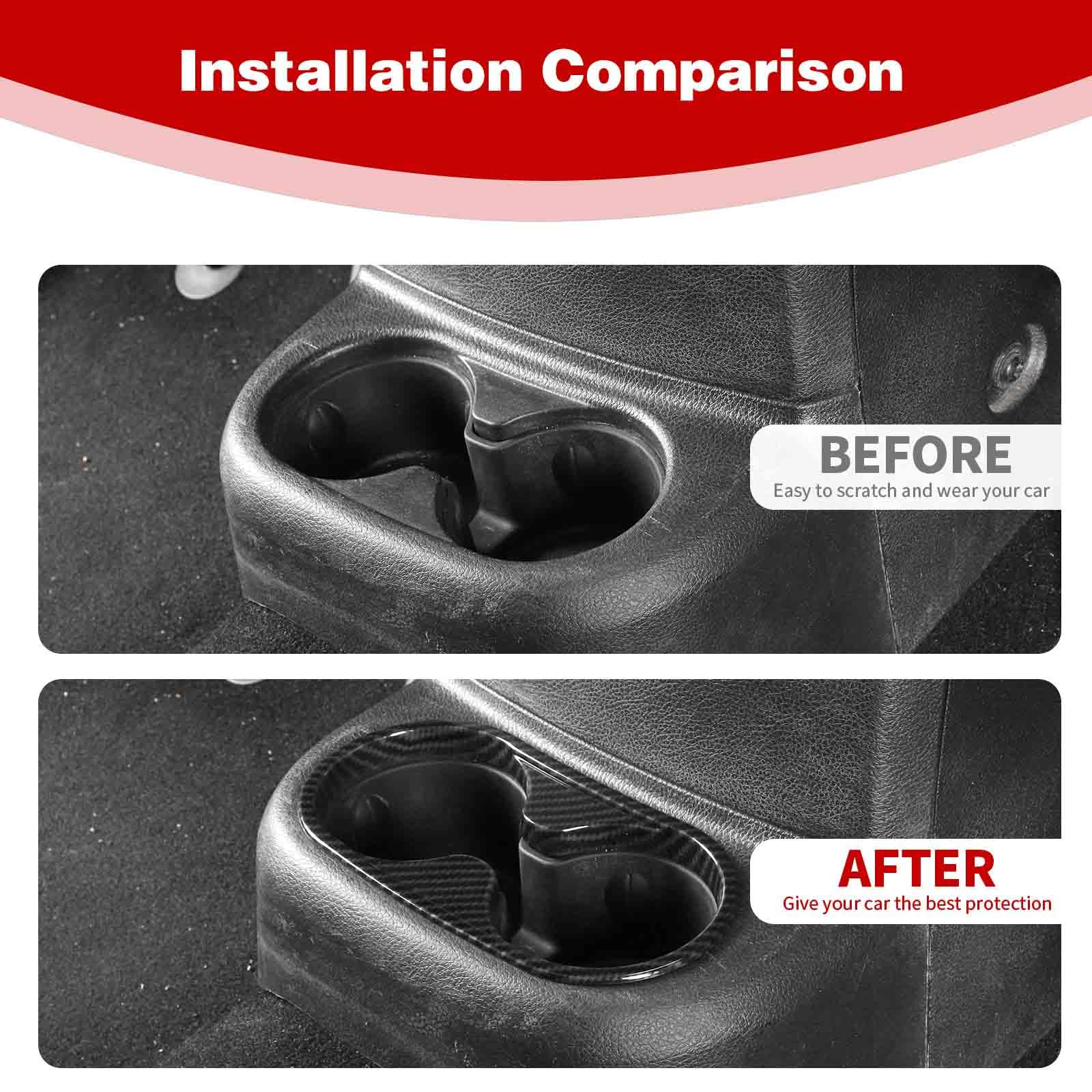 Carbon Fiber Cup Holder & Gear Shift Trim Cover for 2011-2017 Jeep Wrangler JK/JKU - Interior Accessories Set (4pcs) - Perfect for Off-Road Adventures & Daily Commuting