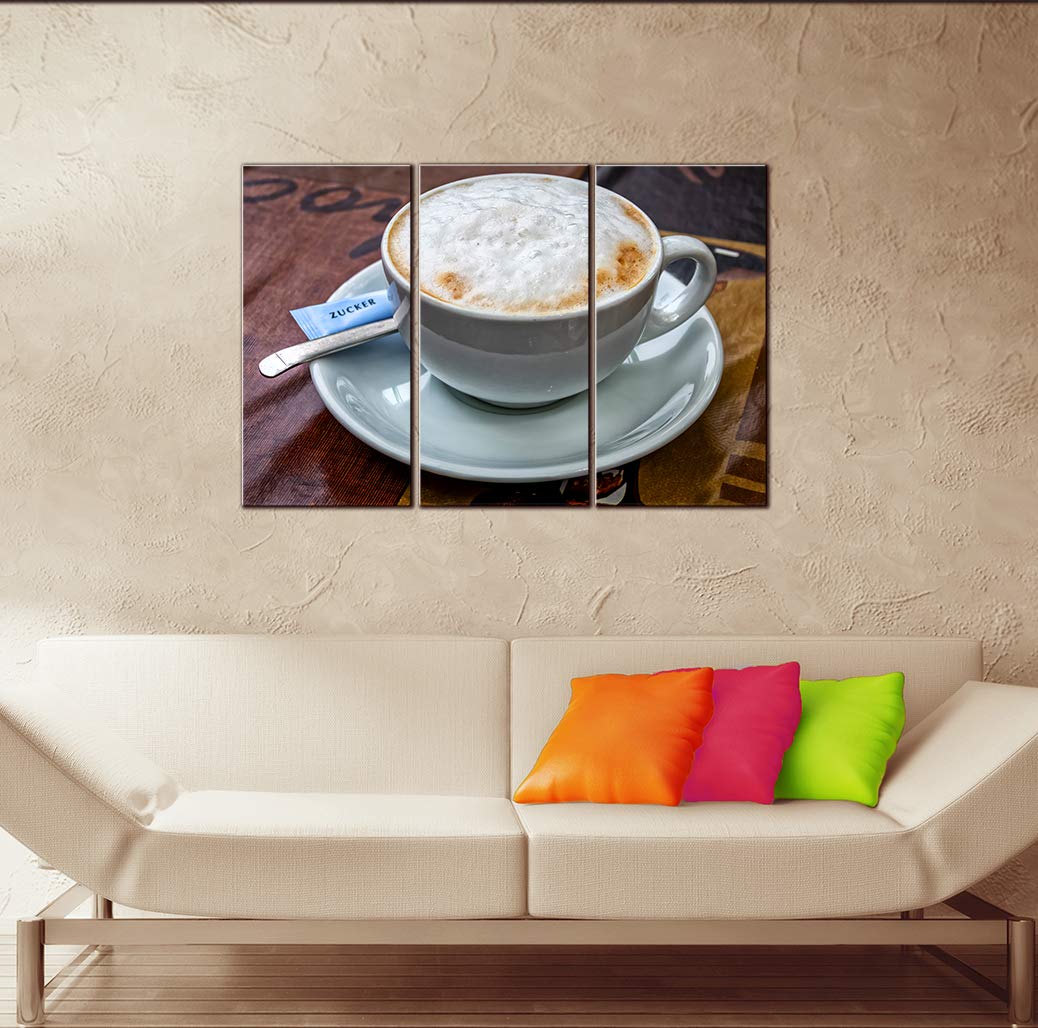 3-Piece Coffee Wall Art - Cappuccino Canvas Painting for Café Decor (22x33 in)