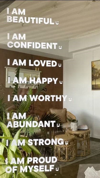 I Am Strong Affirmation Mirror Sticker - Motivational Self Love Decal for Bathroom, Bedroom & Office - Positive Daily Affirmations for Women & Girls