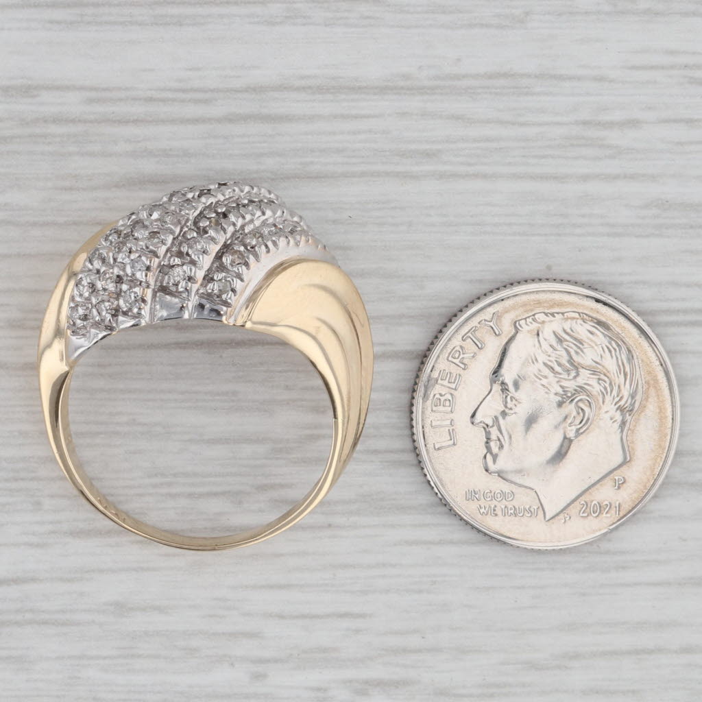 0.47ctw Scalloped Diamond Ring - 10k Yellow & White Gold - Size 7.25 - Elegant Wedding Band, Anniversary Gift for Her, Perfect for Special Occasions & Everyday Wear