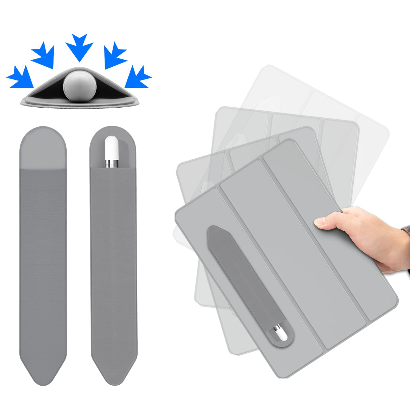 Apple Pencil Holder 3-Pack for 1st/2nd Gen - Gray Stylus Sleeve for Artists & Students