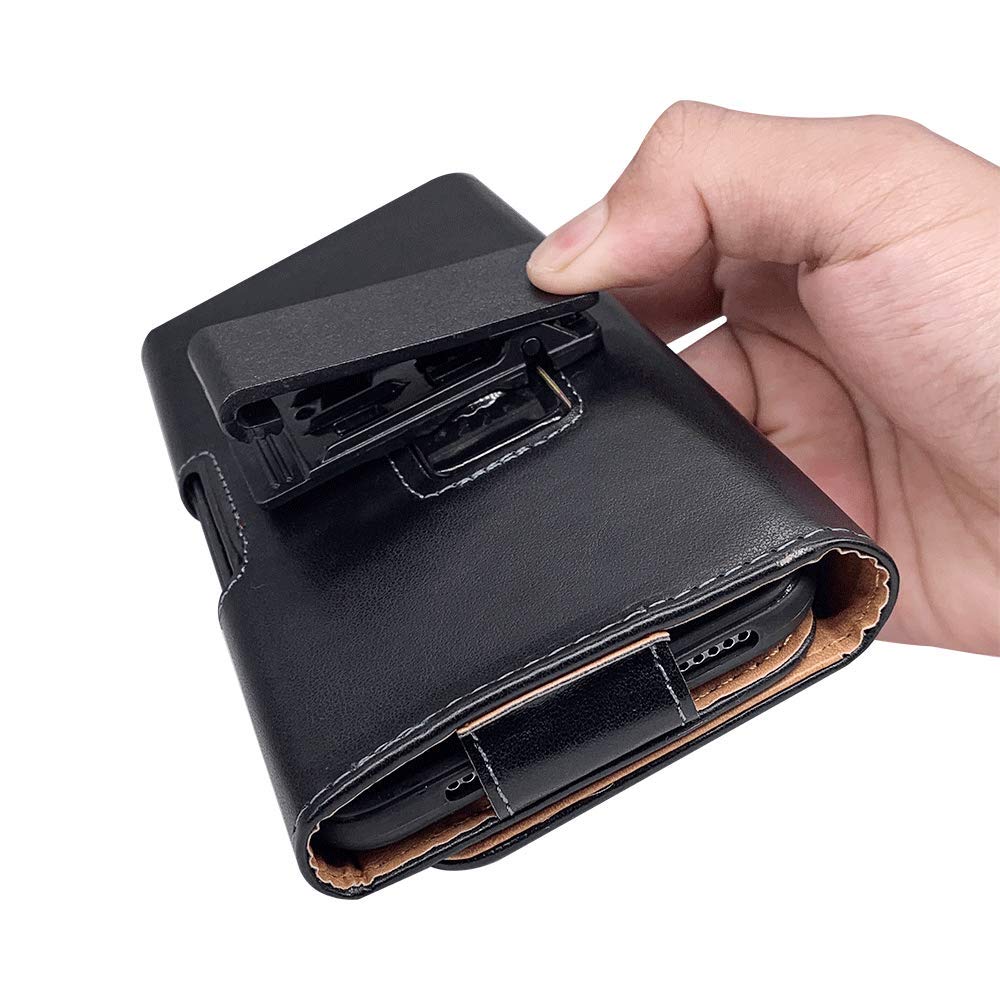 Premium PU Leather Swivel Clip Phone Holster Belt Pouch for Samsung Galaxy S25+/S24 FE/S23 FE/S22+/S21 FE/S20 FE, A54/A53/A35/A15/A25, iPhone 15/14/13 Pro Max & Pixel 8 Pro - Secure Carry Case for Work, Hiking & Outdoor Activities