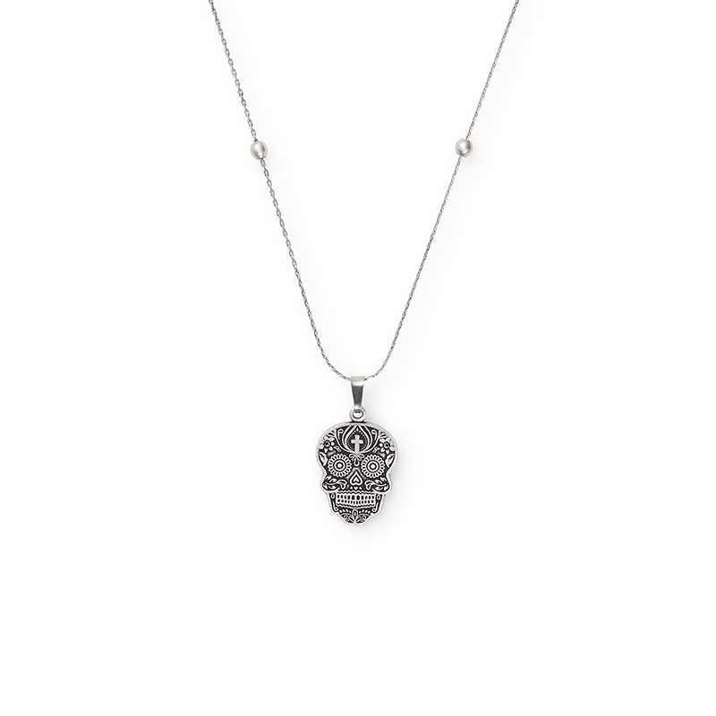 Calavera Expandable Adjustable Skull Necklace for Women - Gothic Punk Jewelry - Perfect for Halloween, Day of the Dead, and Costume Parties