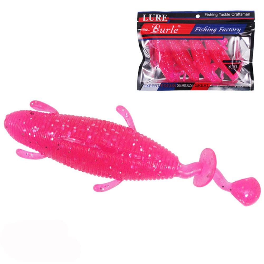 Soft Fishing Lure - Fluorescent Soft Bait Worm Lures with Wobbler Action - 4pcs/Pack - Perfect for Bass, Trout & Freshwater Fishing