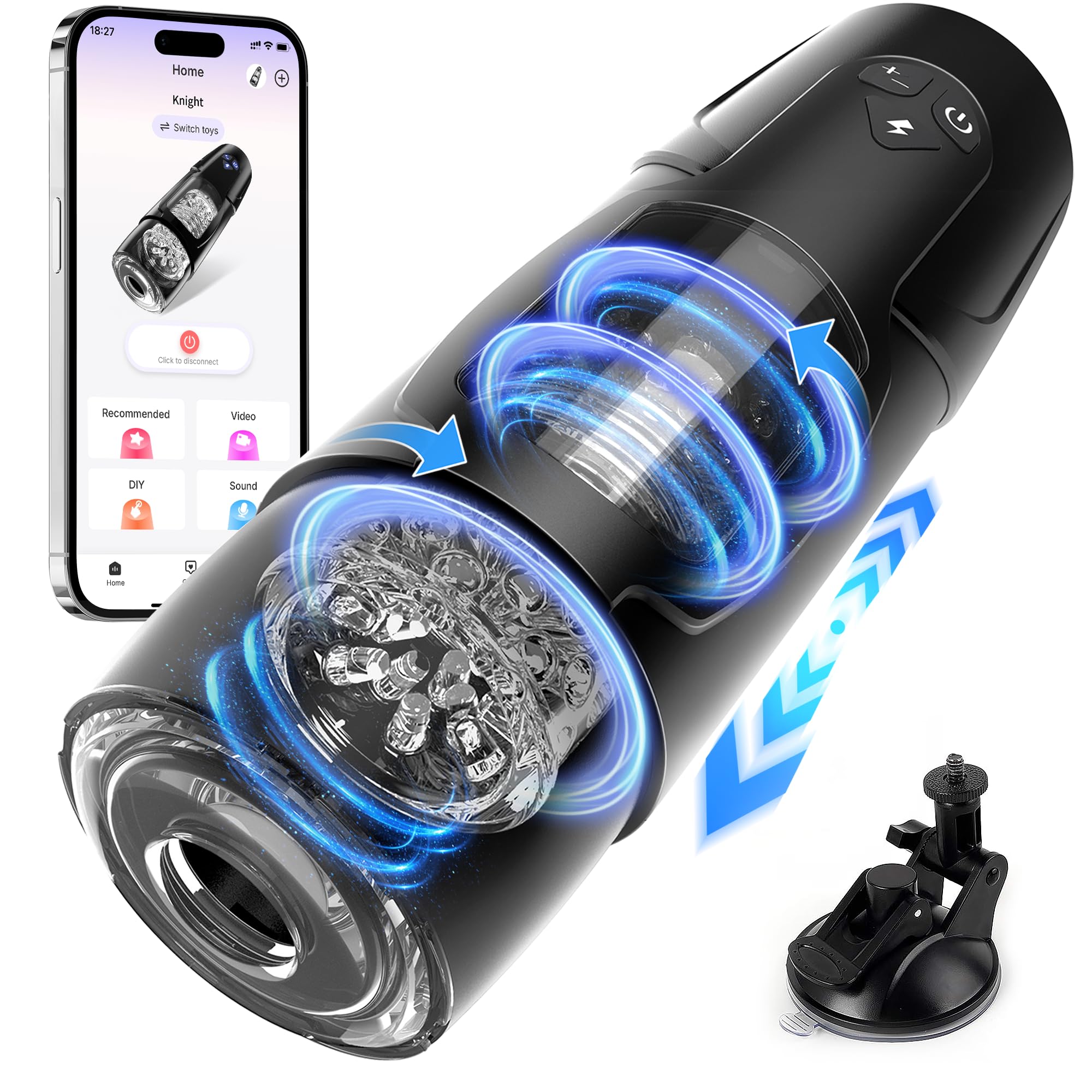 Premium Automatic Male Masturbator with Thrusting & Rotating - Electric Pocket Pussy for Men, Hands-Free Adult Sex Toy with Strong Suction Cup - Perfect for Solo Play, Discreet Storage & Enhanced Pleasure