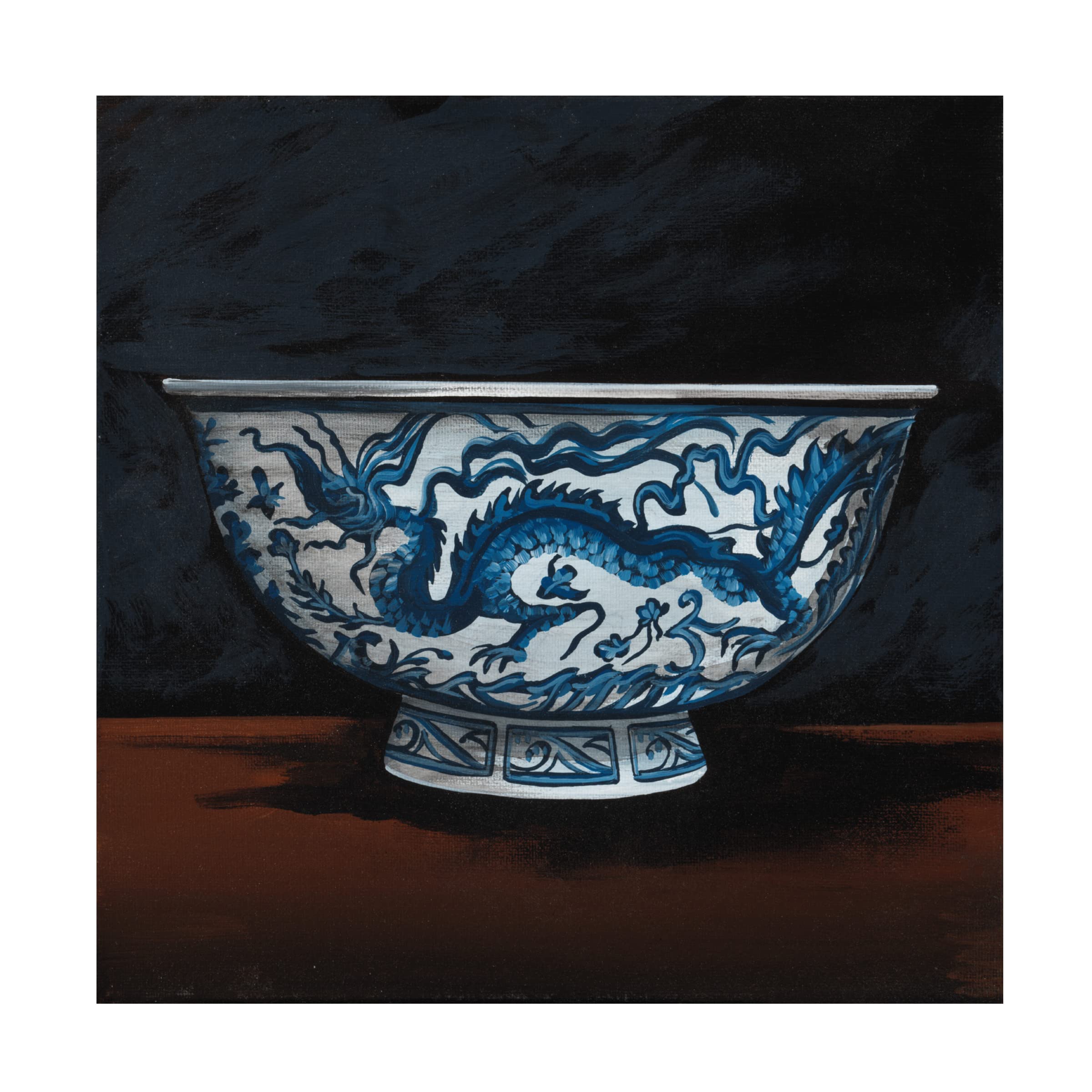 Debbi Wetzel Dragon Bowl Canvas Wall Art - Asian Inspired Home Decor for Living Room, Bedroom & Office - Premium Trademark Fine Art Print