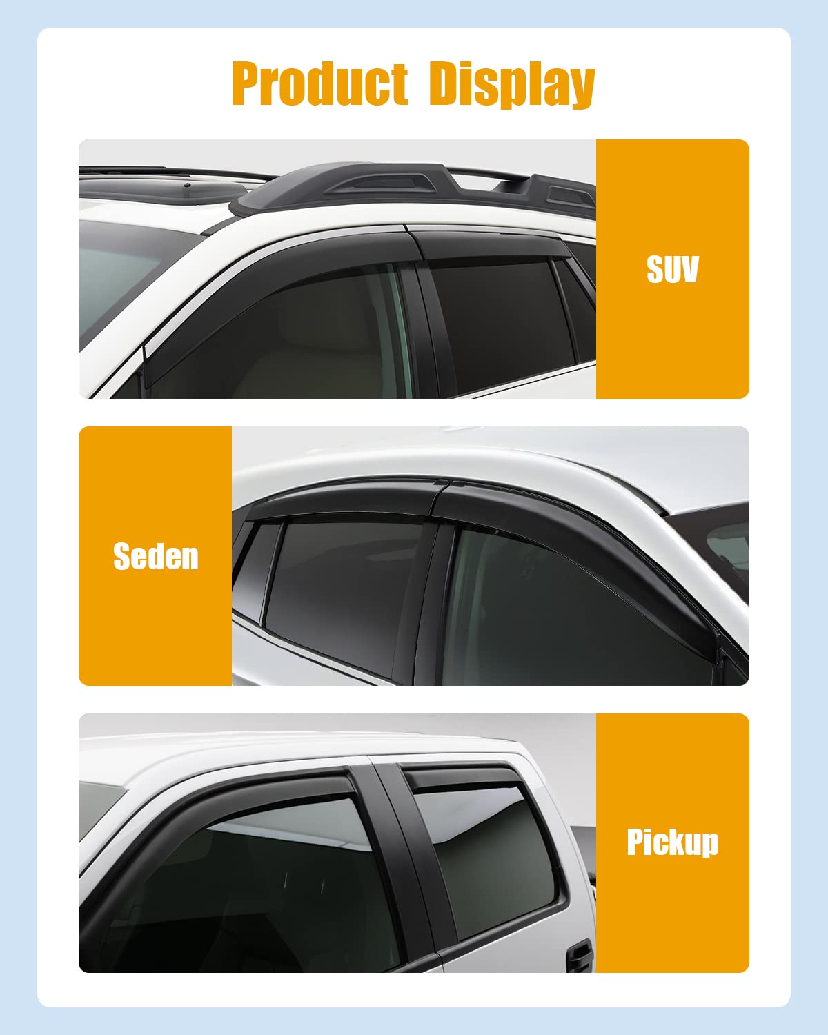 ROADFAR 4Pc Window Deflector Rain Guard for Toyota Tacoma 2016-2020 | Outside Mount Weather Protection | Perfect for Rainy Days & Off-Road Adventures