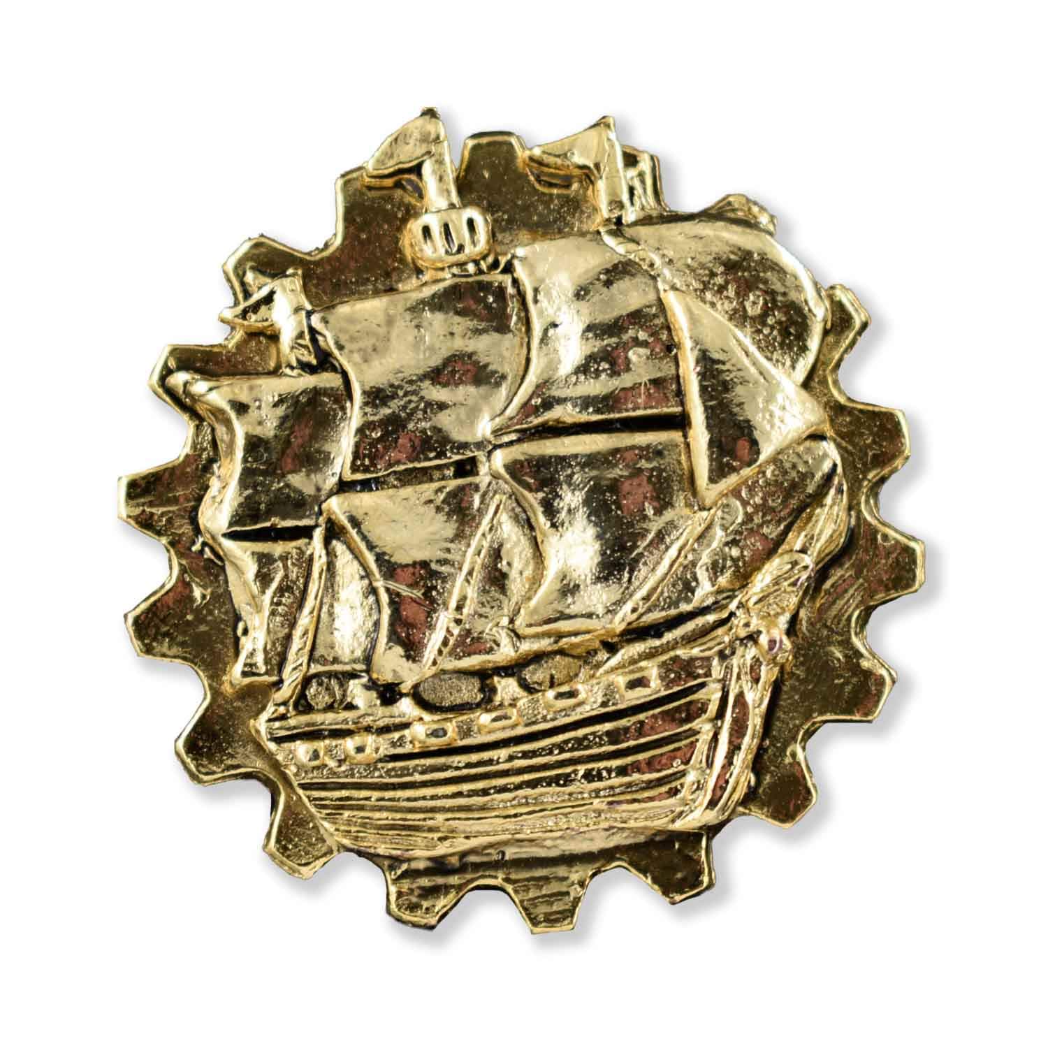 Handmade Gothic Steampunk Gear Brooch & Lapel Pins - Skull, T-Rex, Raven, Shark Tooth, Ship, Cobra Designs - Pewter, Copper & Gold Metal Jewelry - USA Made - Perfect for Cosplay, Gothic Fashion & Steampunk Costume Accessories