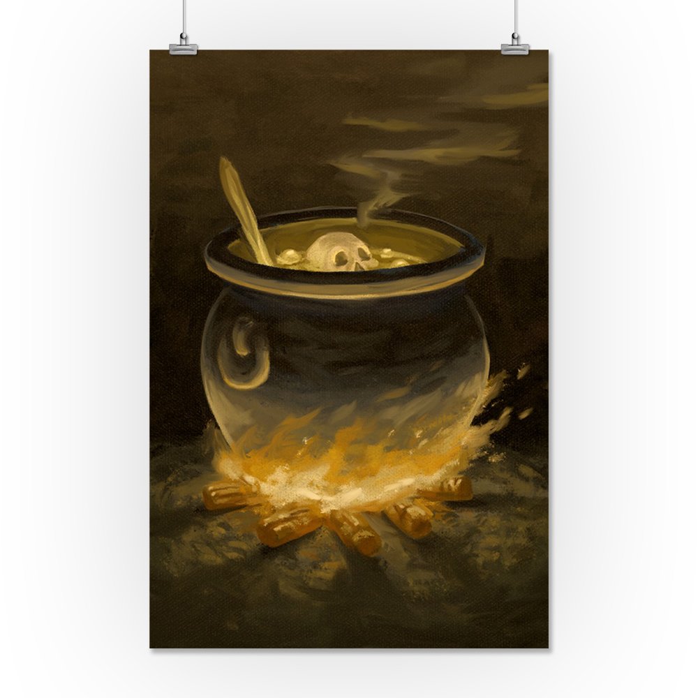 Halloween Cauldron Giclee Art Print - 16x24 Oil Painting Wall Decor, Travel Poster for Spooky Home & Office Decor