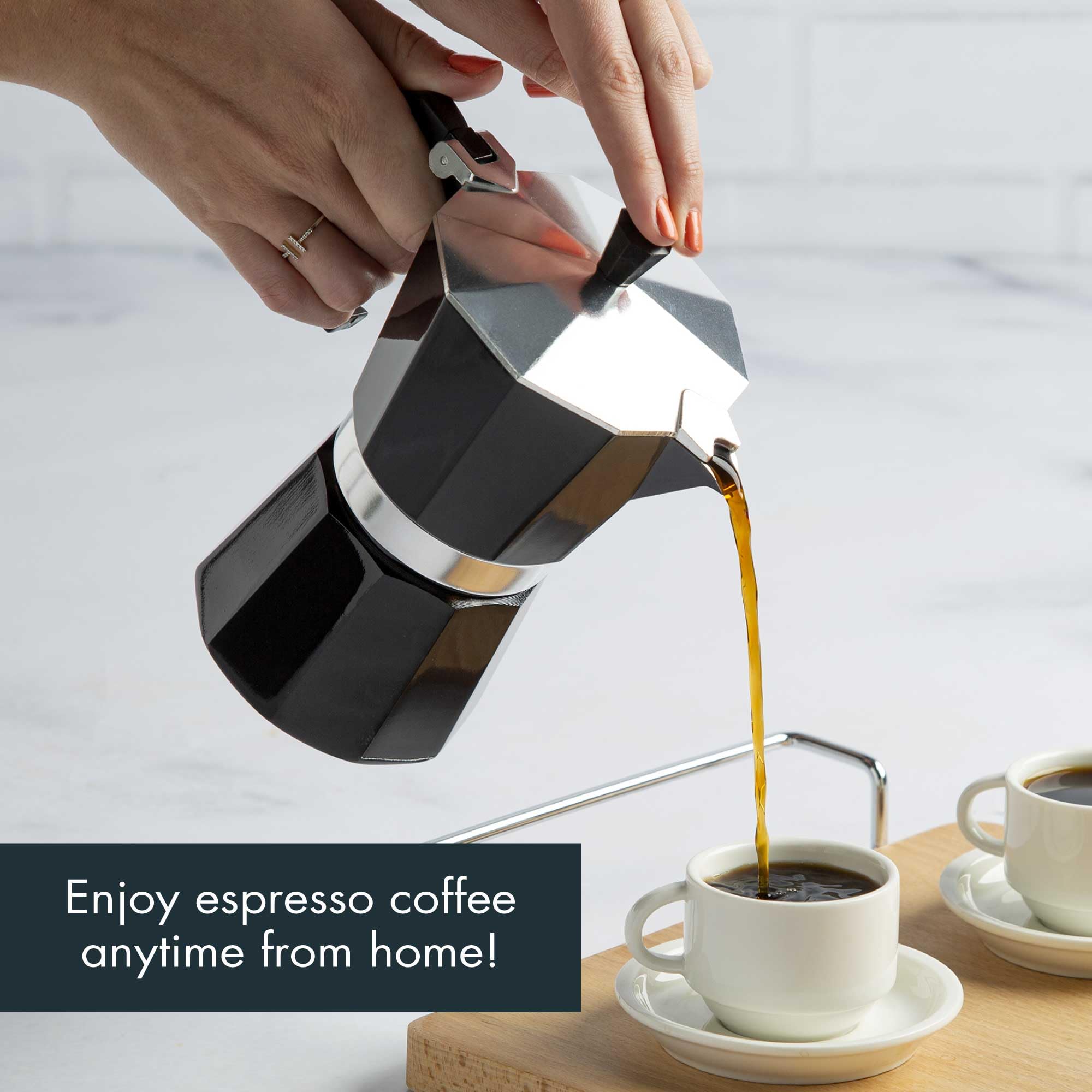 Primaria Classic Stovetop Espresso Maker - 6 Cup Italian Moka Pot for Brewing Rich Coffee & Cuban Café, Durable Aluminum Stove Coffee Maker for Home & Office Use, Perfect for Espresso Lovers & Baristas