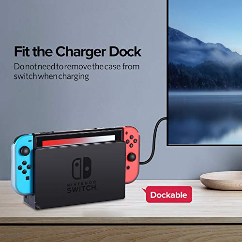 Nintendo Switch Dockable Case - Ultra-Thin TPU Grip Cover with Shock-Absorption Design, PC Protective Case for Switch Console & Joy-Con Controllers (Black) | Perfect for Gaming, Travel & Everyday Protection