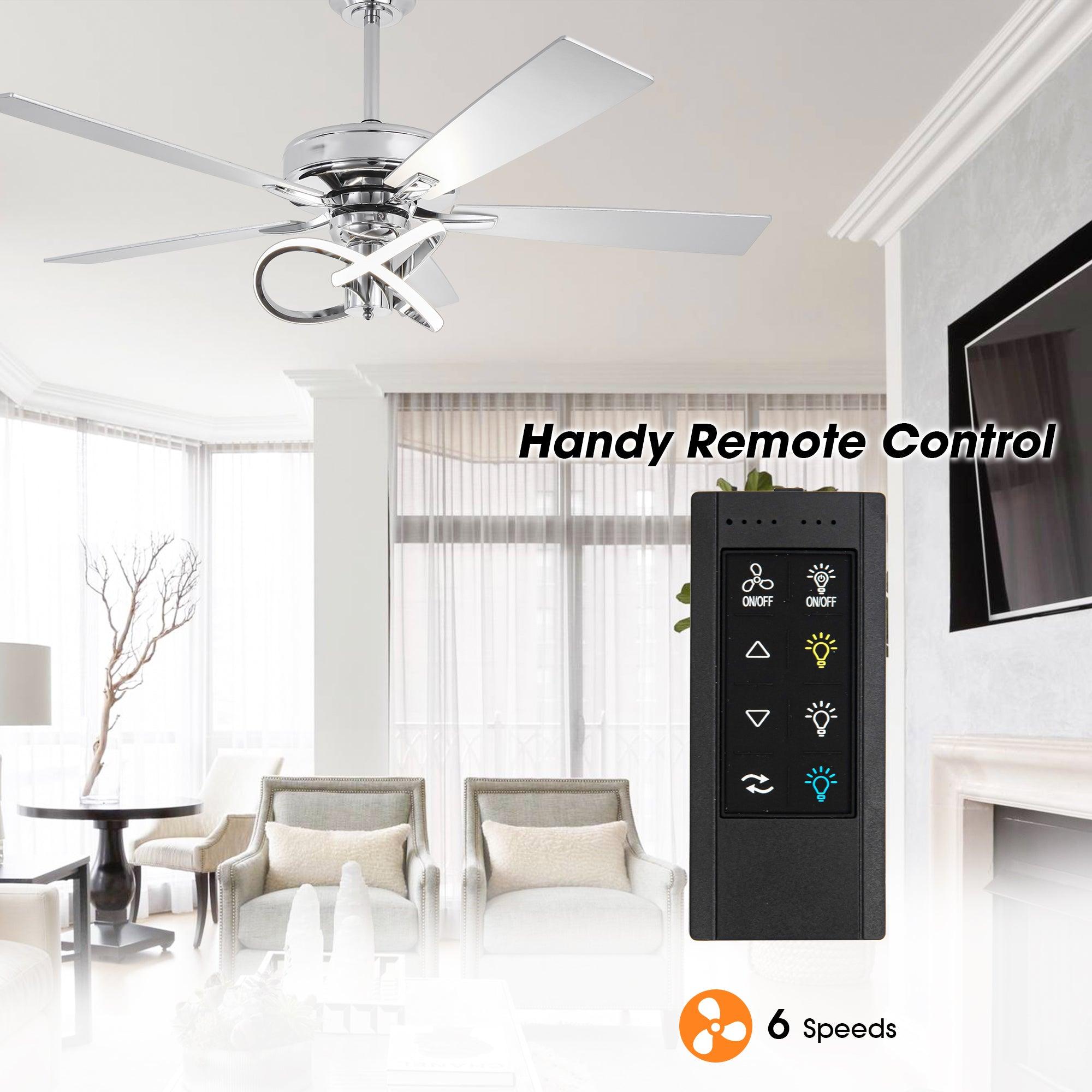 52 Inch Oregon DC Motor Modern Downrod Ceiling Fan with LED Light - Energy Efficient Quiet Operation for Living Room, Bedroom, and Office