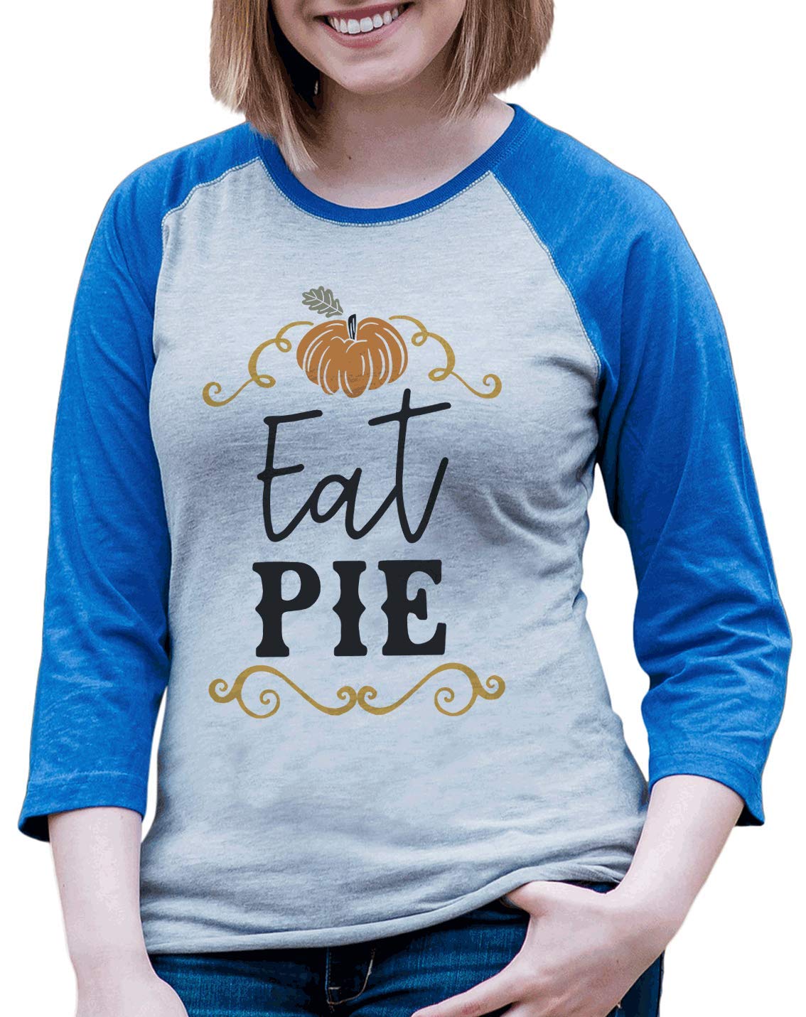 7 ate 9 Apparel Women's Funny Eat Pie Graphic Tee - Cute & Comfortable Cotton T-Shirt for Casual Wear, Girls Night Out & Baking Enthusiasts