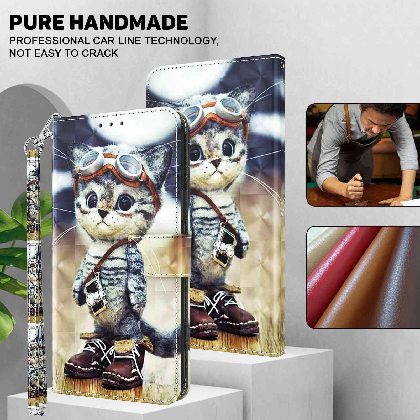 Premium 3D PU Leather Wallet Flip Case for Samsung Galaxy A15 - Shockproof Magnetic Protective Cover with Card Slots & Kickstand (Naughty Cat Design) - Perfect for Work, Travel, and Everyday Use