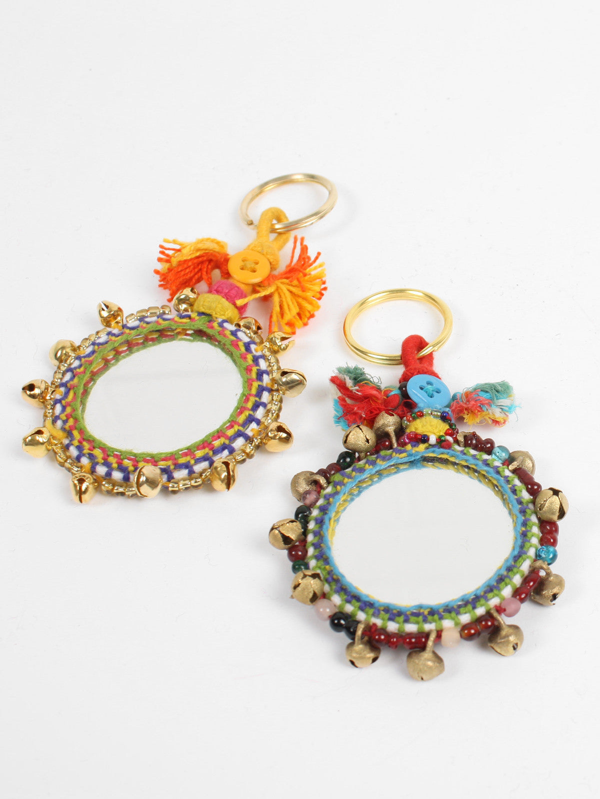 Boho Mirror Keychains for Women - Large Decorative Handbag Accessories - Perfect for Purse, Backpack & Gift Giving