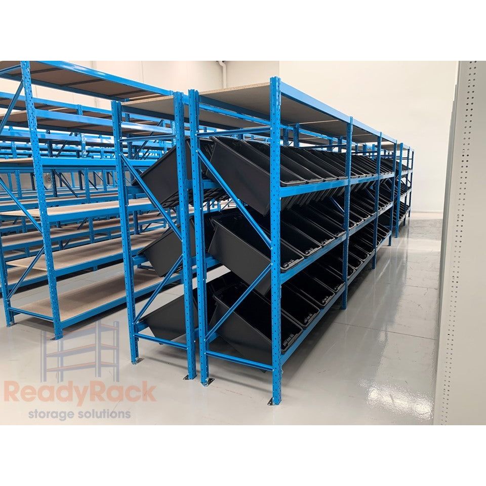 Heavy Duty Long Span Shelving System with Storage Tubs - 2000mm Height for Warehouse, Garage & Retail Storage Organization