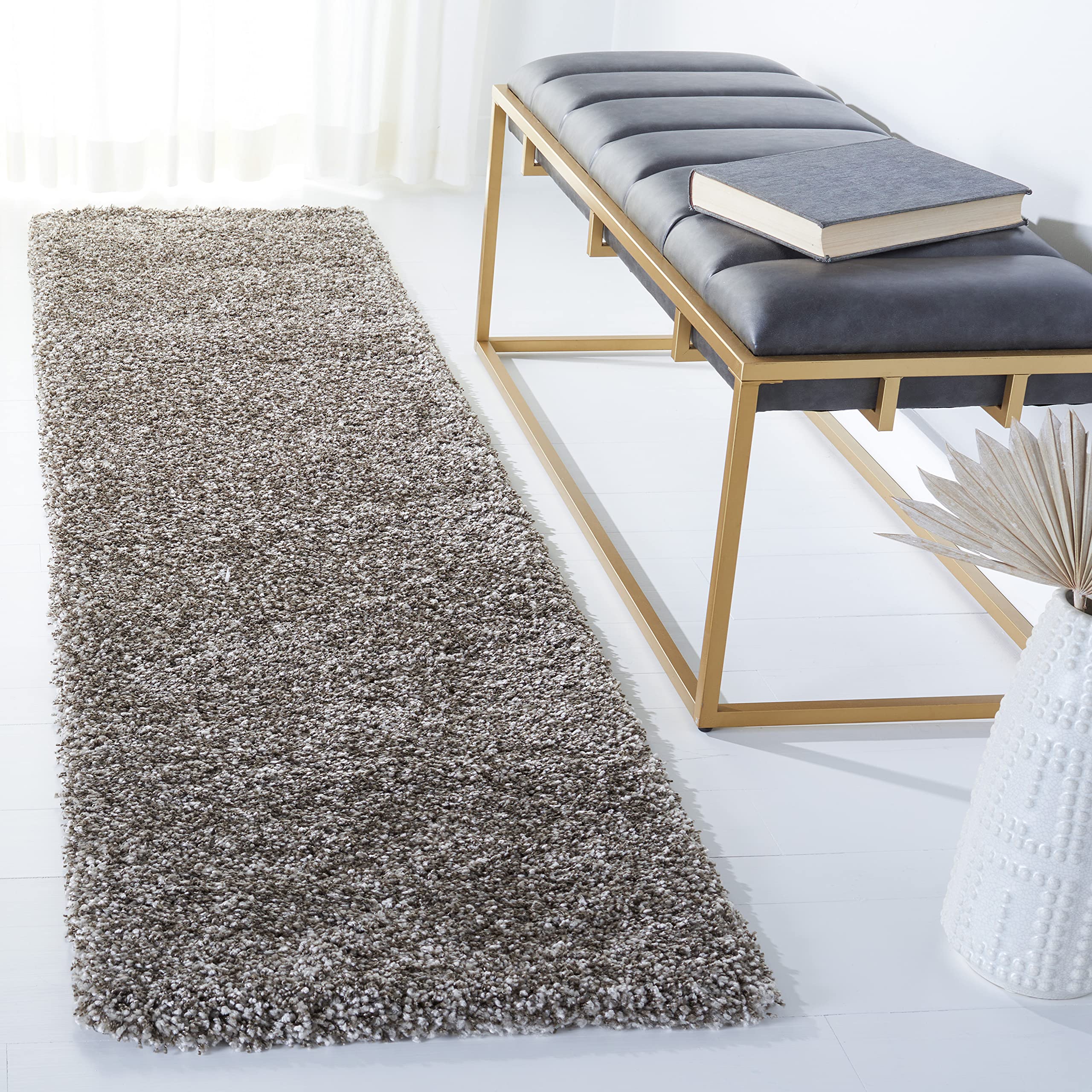 SAFAVIEH Milan Shag Collection 2' x 20' Grey Runner Rug - Soft Plush 2-Inch Thick Non-Shedding Carpet for Living Room, Bedroom, Dining Room & Entryway - Perfect for High Traffic Areas & Cozy Home Decor