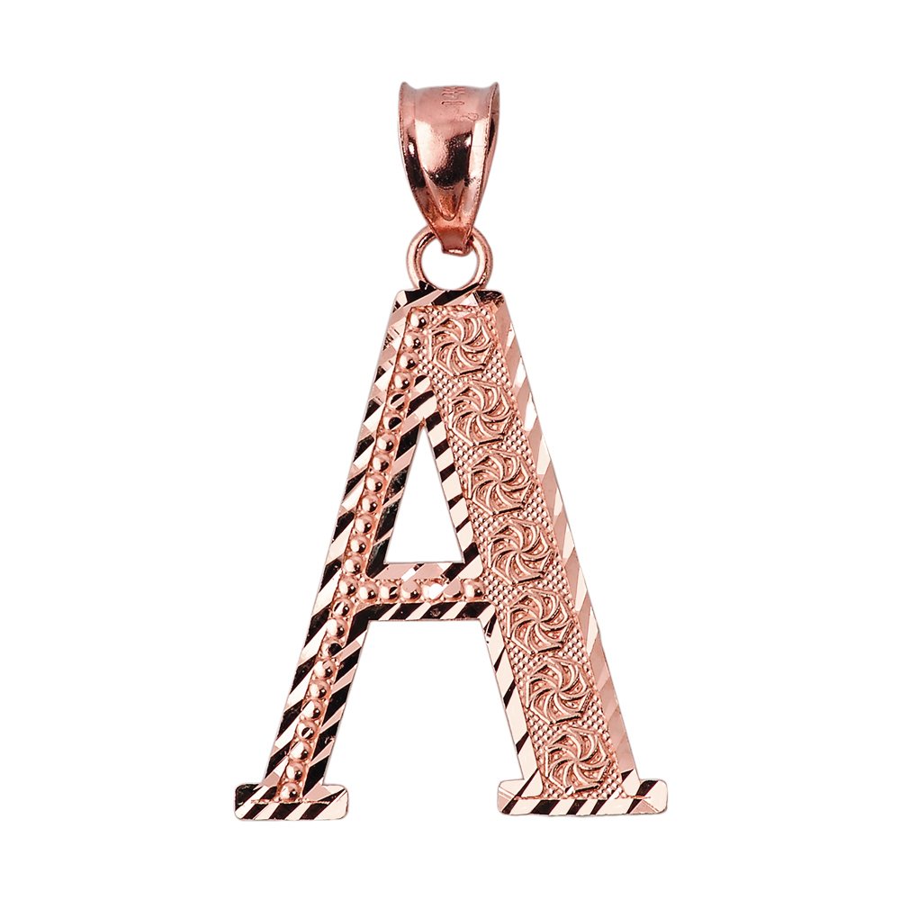 10K Rose Gold Initial Letter A Charm Pendant Necklace - 1.25 Inch Personalized Jewelry Gift for Women - Perfect for Birthdays, Anniversaries & Everyday Wear