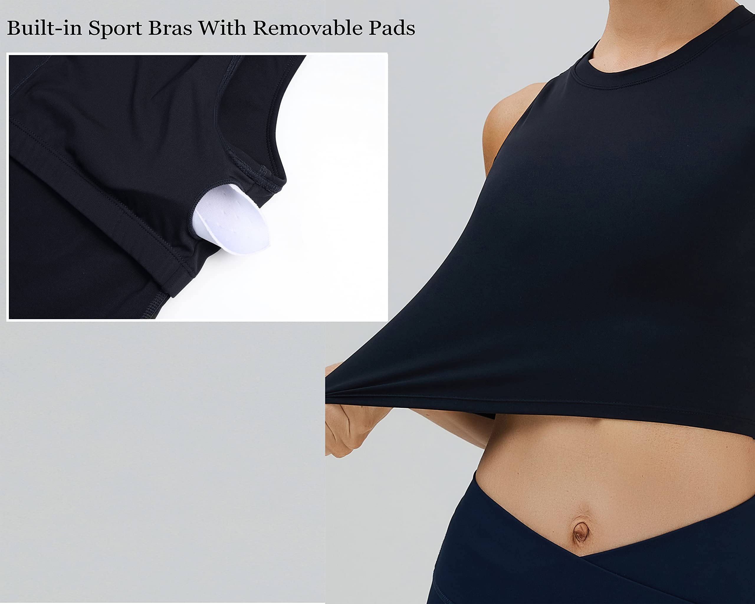 High Neck Sports Bras for Women - Removable Padded Yoga Crop Top & Longline Workout Tank with Moisture-Wicking Fabric | Perfect for Yoga, Gym, Running & High-Intensity Training