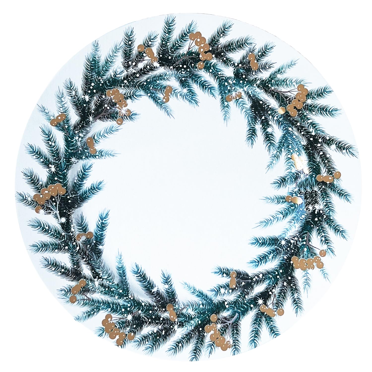 Henilosson 13-Inch Round Christmas Wreath Charger Plate - Holiday Dinnerware Set of 6 White Decorative Placemats - Perfect for Christmas Dinner, New Year's Party & Festive Table Setting