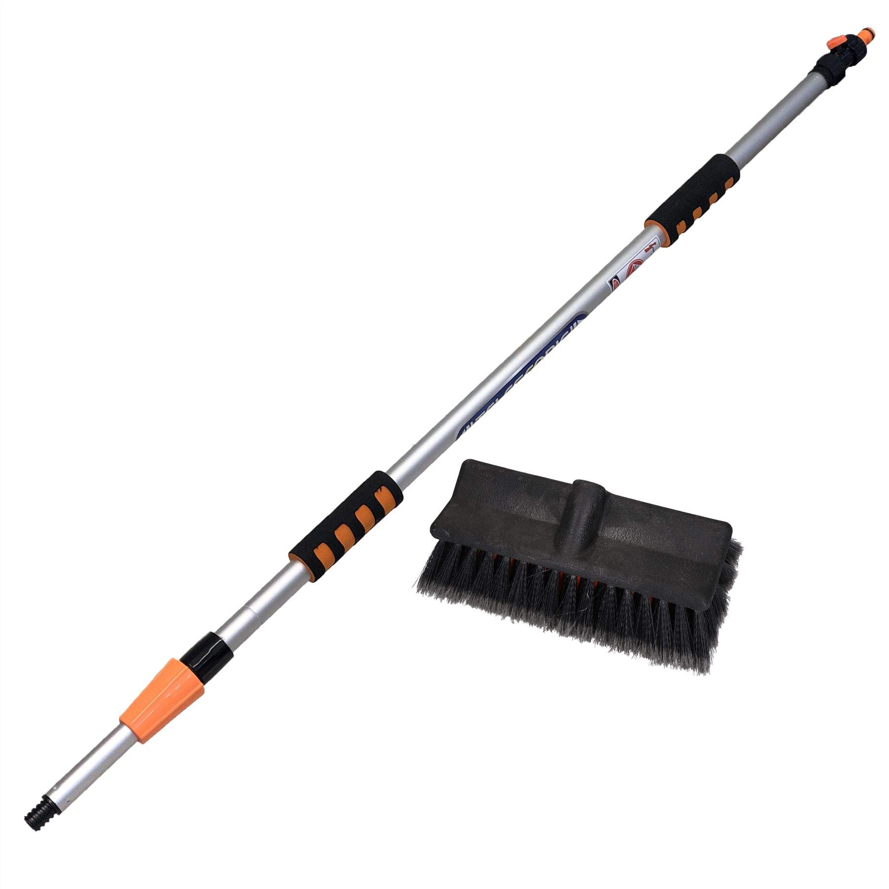 AB Tools 2m Extendable Aluminium Car Wash Brush with Telescopic Hose - Durable Water Cleaning Mop for Cars, Trucks, and Outdoor Surfaces