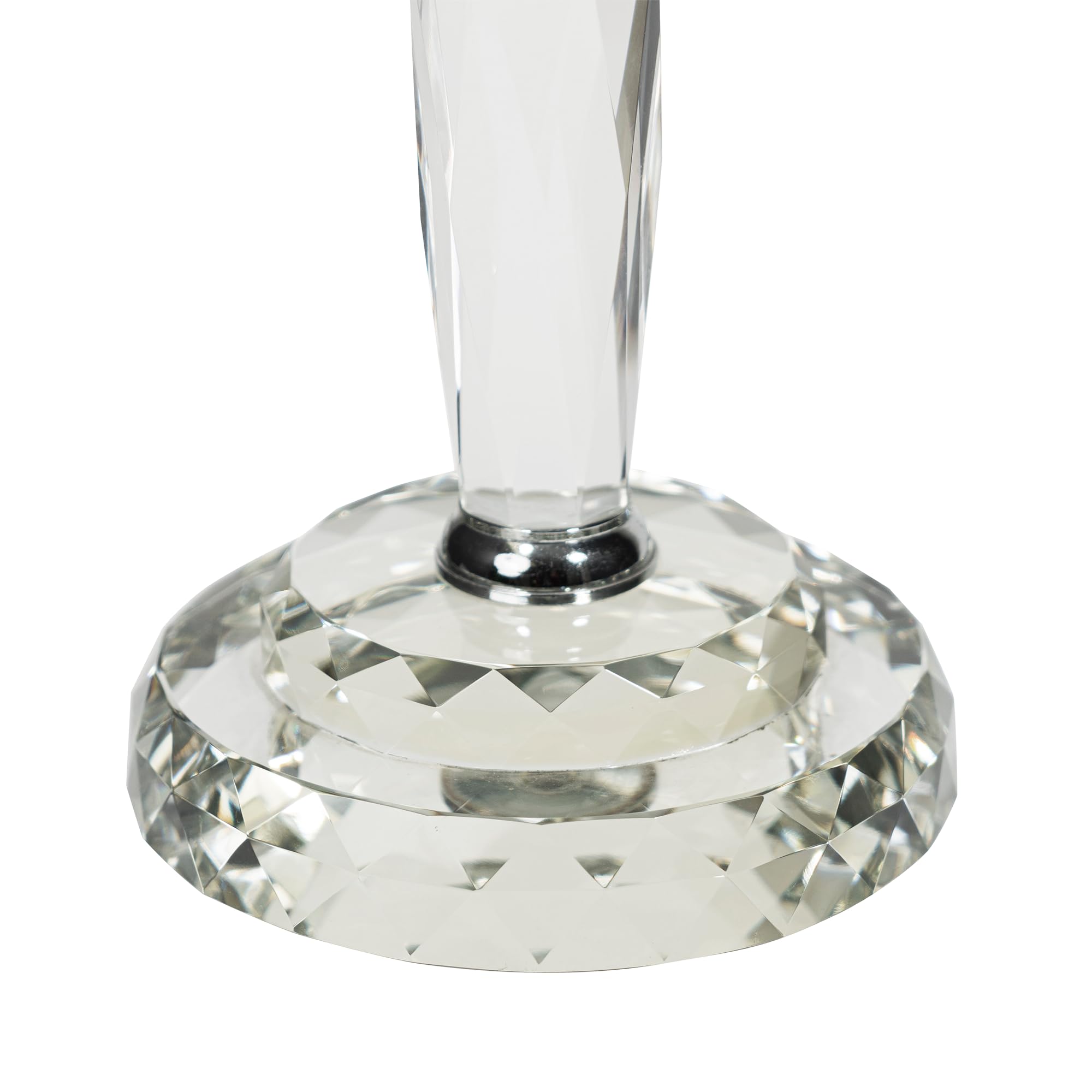 Elegant Crystal Double Pillar Glass Candle Holders with Flower Bowl - 33.75 Inch Tall - Perfect for Wedding Centerpieces, Dining Table Decor, and Romantic Home Ambiance