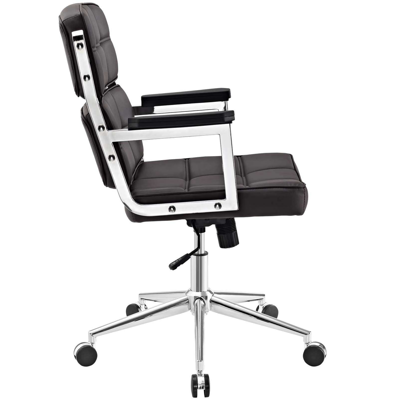 Modway Portray High Back Faux Leather Office Chair - Ergonomic Modern Executive Desk Chair with Adjustable Height & Lumbar Support, Brown - Perfect for Home Office, Gaming & Workspace Comfort