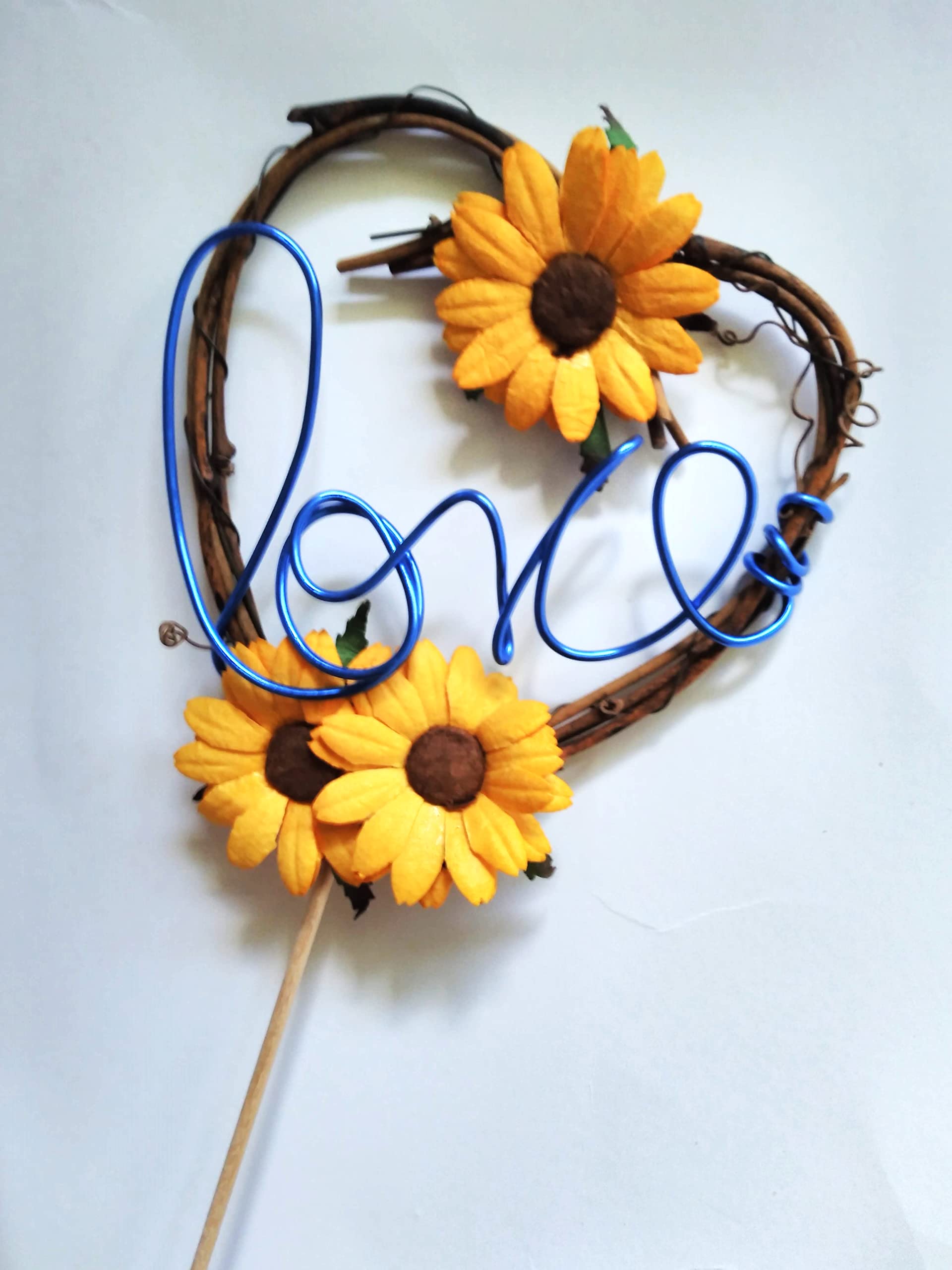 Rustic Sunflower Cake Topper for Wedding Reception - Handmade Floral Cupcake Decorations - Perfect for Wedding Cakes, Anniversary Celebrations & Bridal Showers