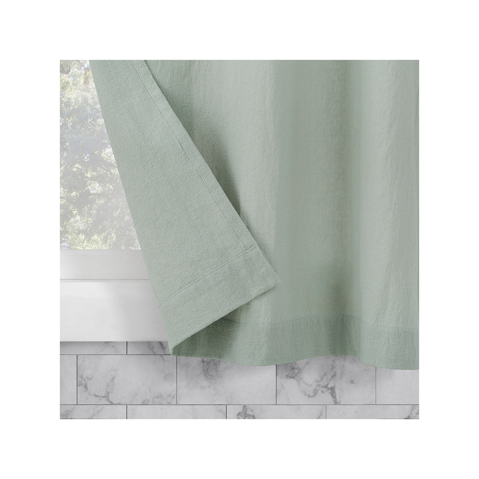 Archaeo Sarro 2-Piece Tab Top Window Curtain Panel Set - Seafoam Green for Living Room & Bedroom Blackout Sheer Drapes