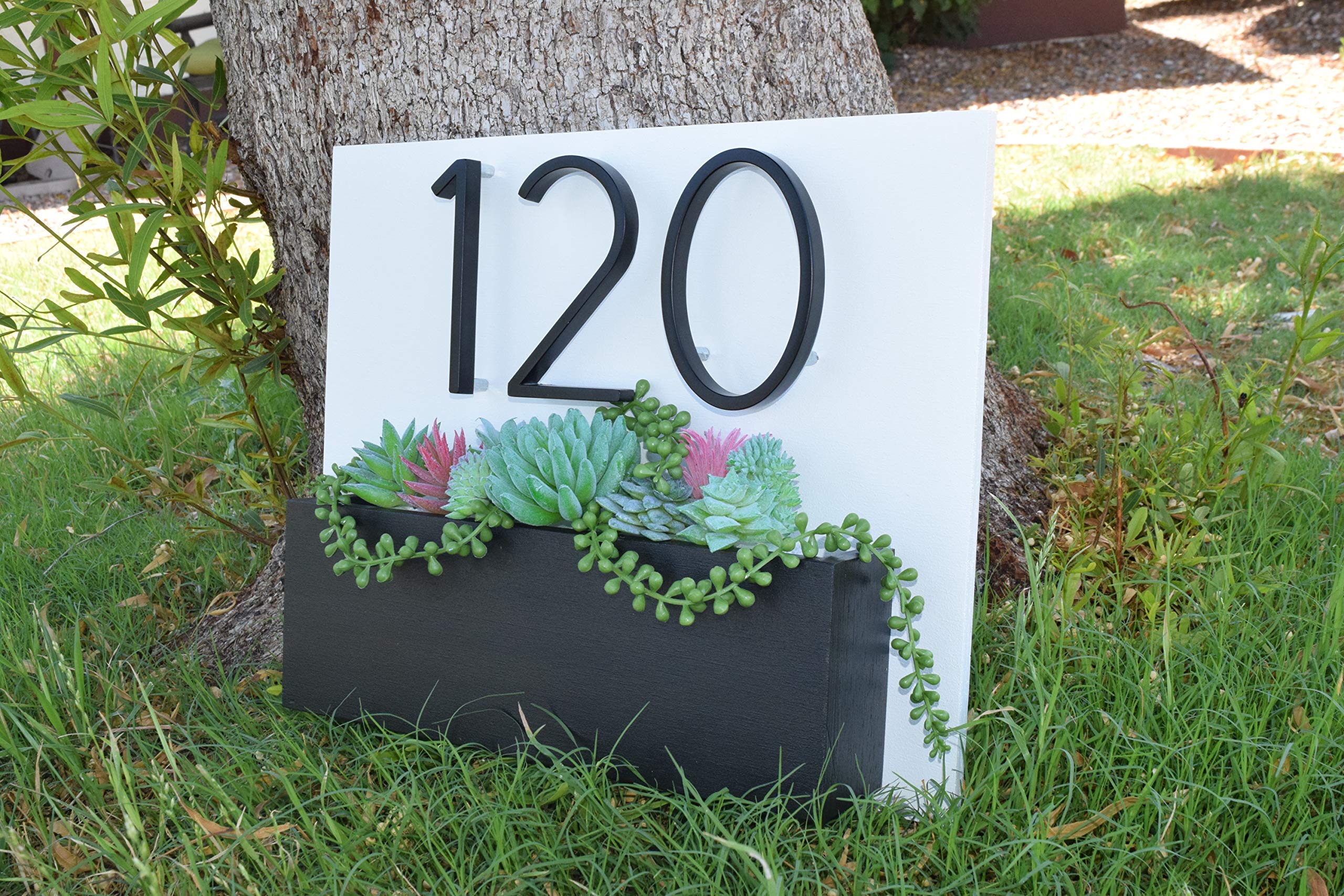 Customizable Address Sign with Planter Box - Modern House Number Display for Front Porch & Garden Decor | Perfect for Home, Apartment, and Mailbox Identification