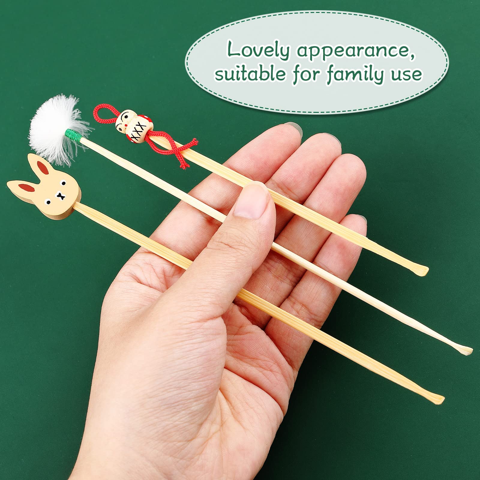 Tondiamo 6-Piece Bamboo Ear Cleaning Kit with Bunny & Goose Feather - Gentle Ear Wax Removal Tools for Adults & Kids - Perfect for Home, Travel & Personal Hygiene Care