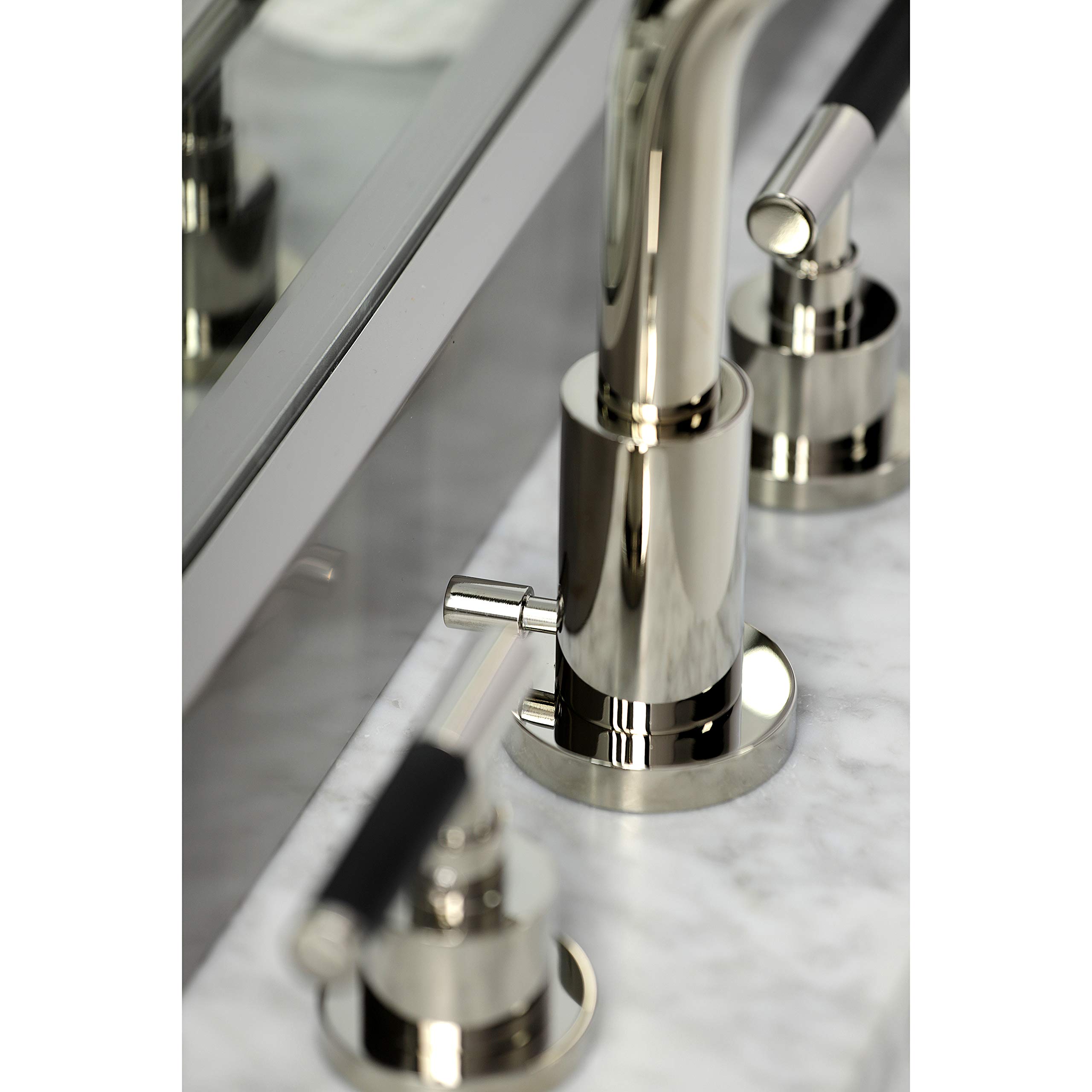 Kingston Brass FSC8959CKL Kaiser 8-inch Widespread Bathroom Faucet with Brass Pop-Up Drain - Polished Nickel Finish (13